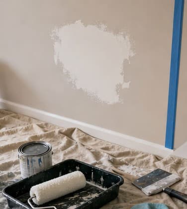 Interior wall patch and painting setup