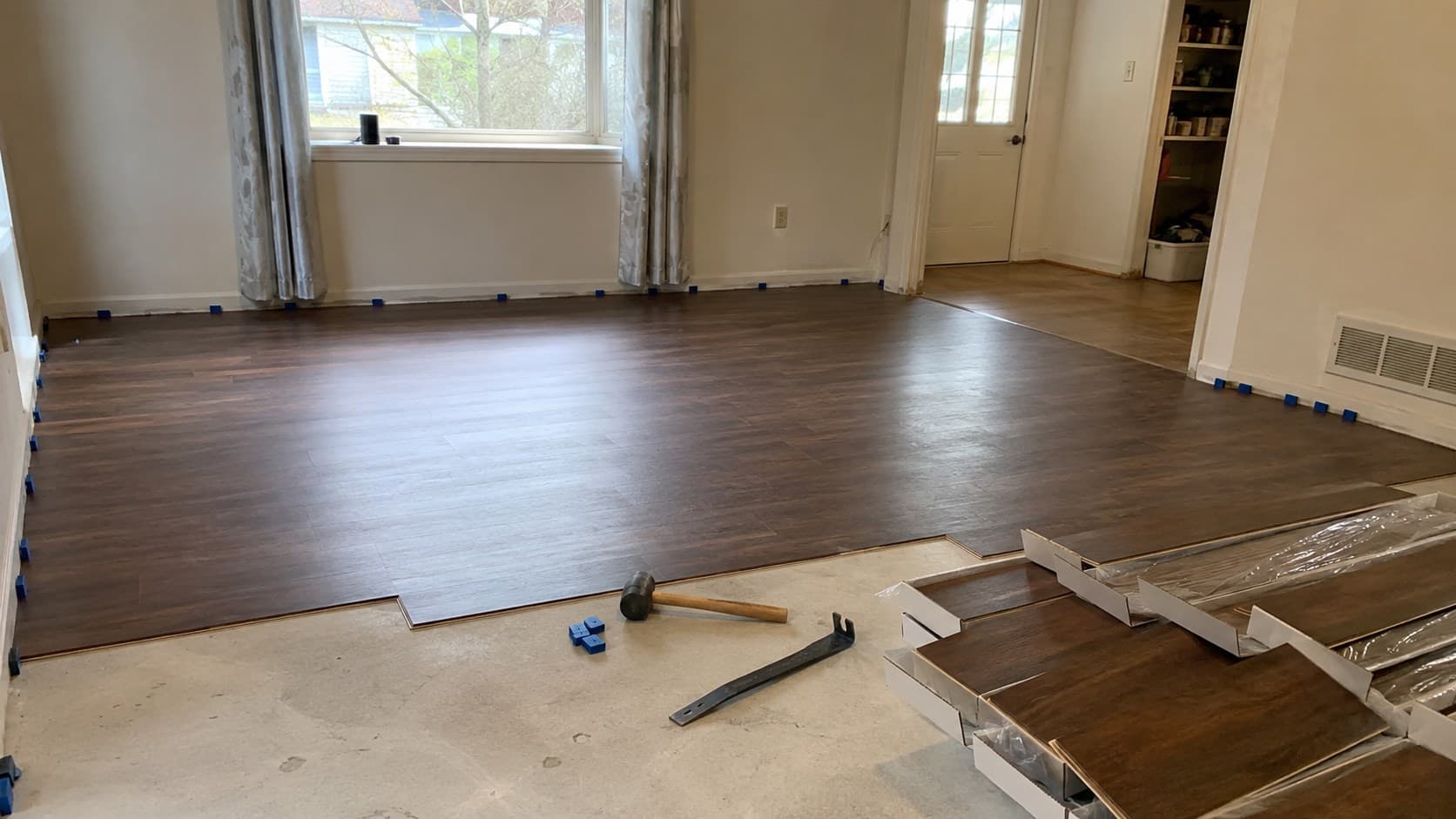 Handyman installing a shelf during a home project